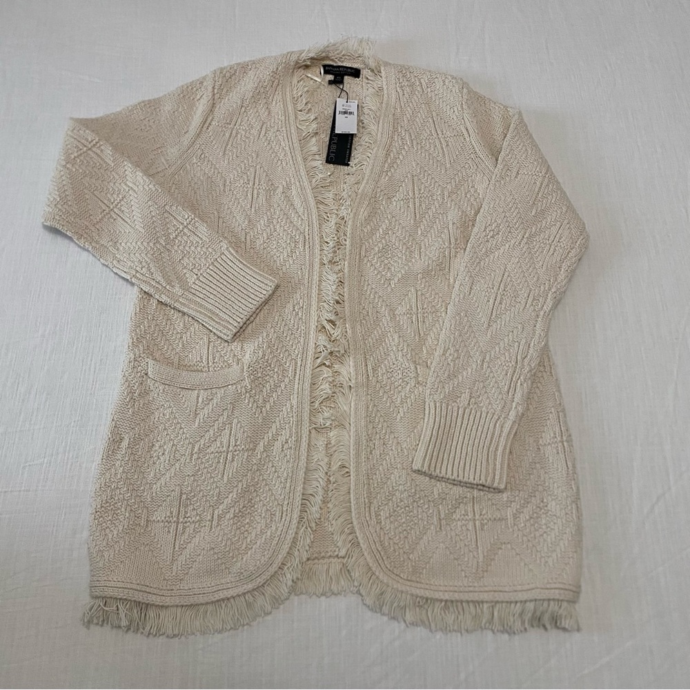 Banana Republic Organic Cotton Fringe Cardigan